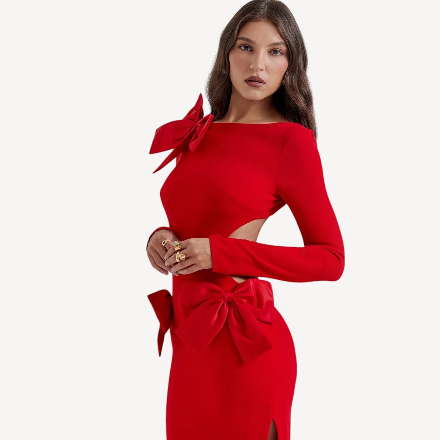 Red Bow Evening Dress