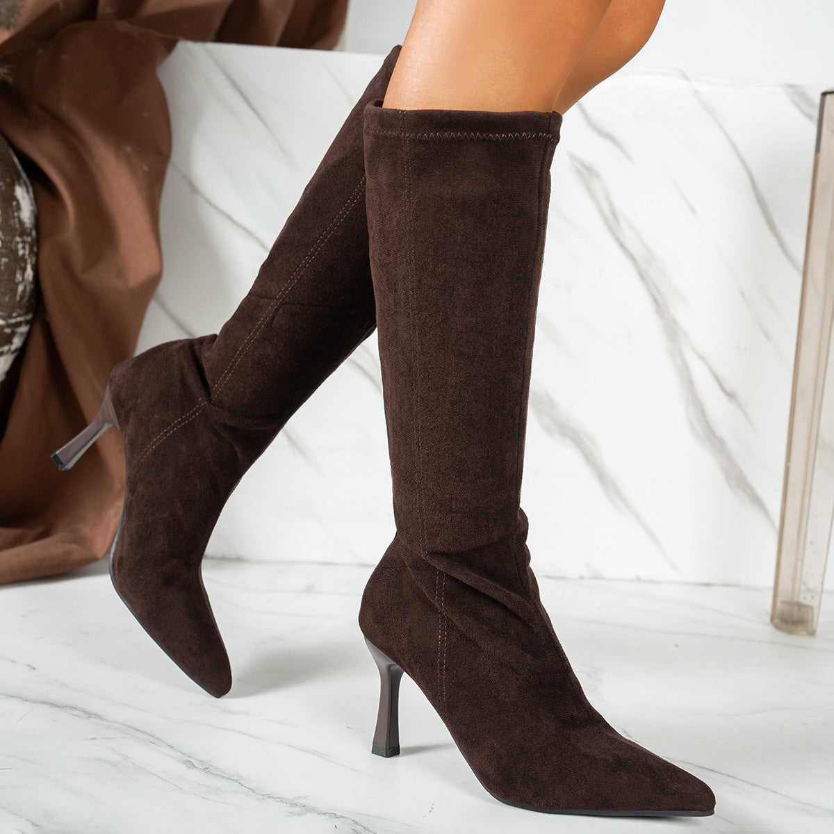 Celena™ Coffee High-Heel Boots