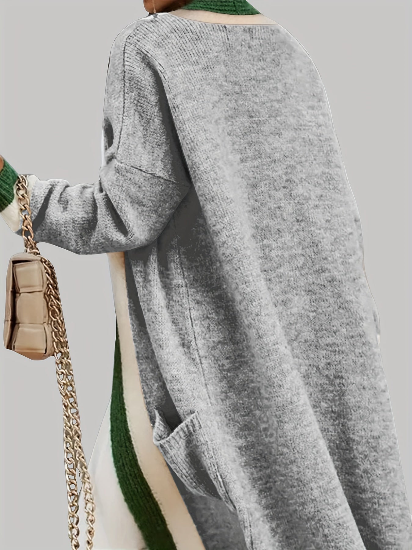 ARLENE™ Long Knitted Contrast Trim Cardigan