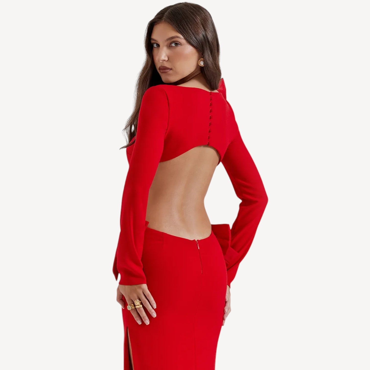 Red Bow Evening Dress