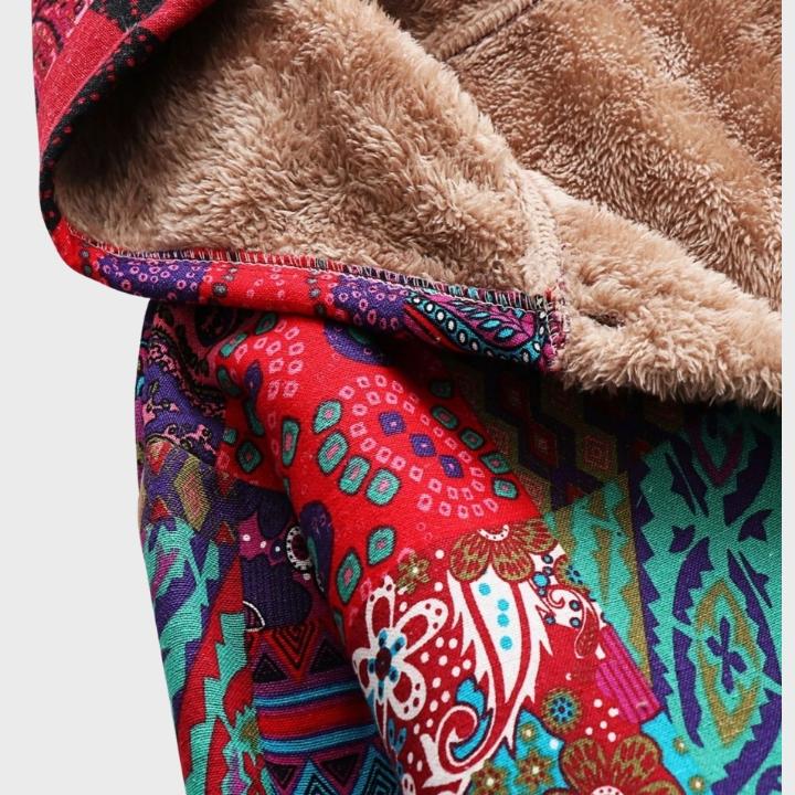 Women's Patchwork Print Hooded Coat