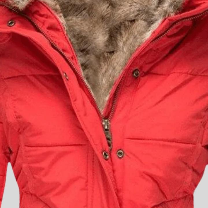 Women’s Long Sleeve Puffer Coat with Soft Fur Lining