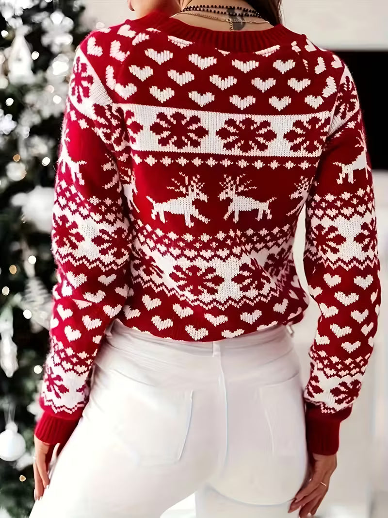Festive Reindeer Snowflake Sweater
