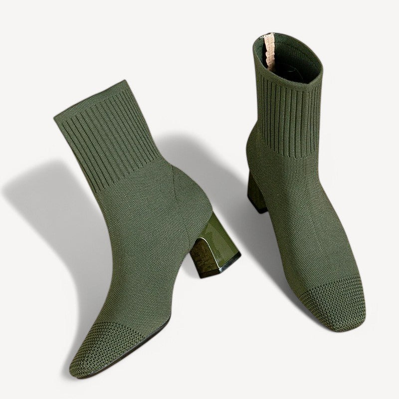 Knit Heeled Ankle Boots
