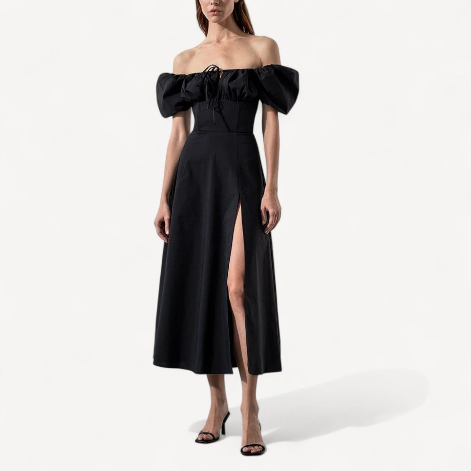 Puff Sleeve Midi Dress