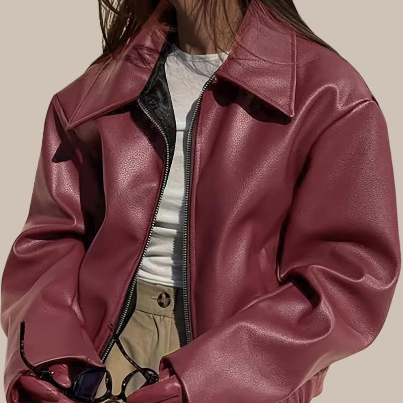 AMELIA – RETRO OVERSIZED LEATHER-LOOK JACKET
