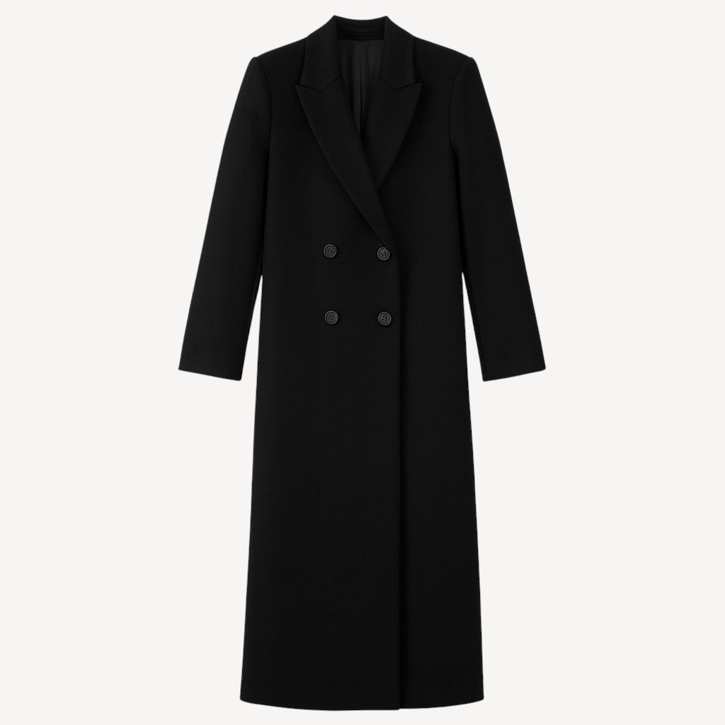 Black Longline Tailored Overcoat