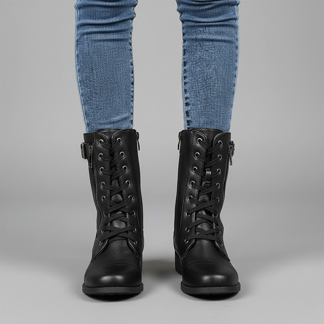 Bonnie | Women Lace Up Zip Side Ankle Boots