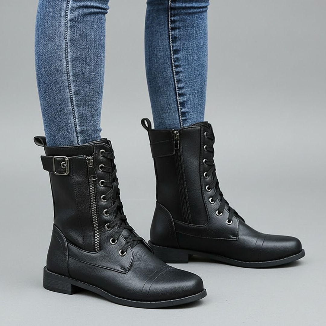 Bonnie | Women Lace Up Zip Side Ankle Boots
