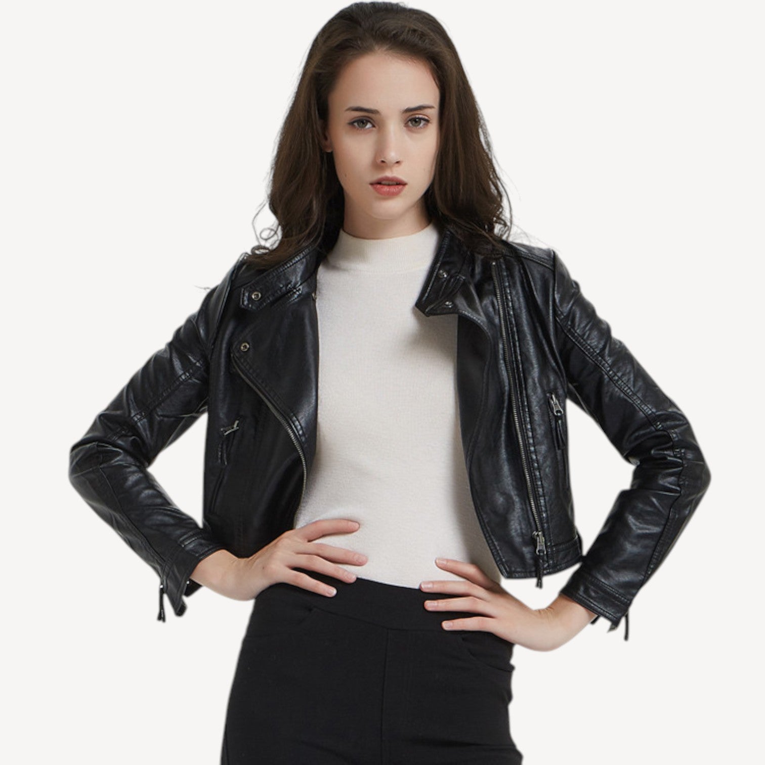 Cropped Black Vegan Jacket