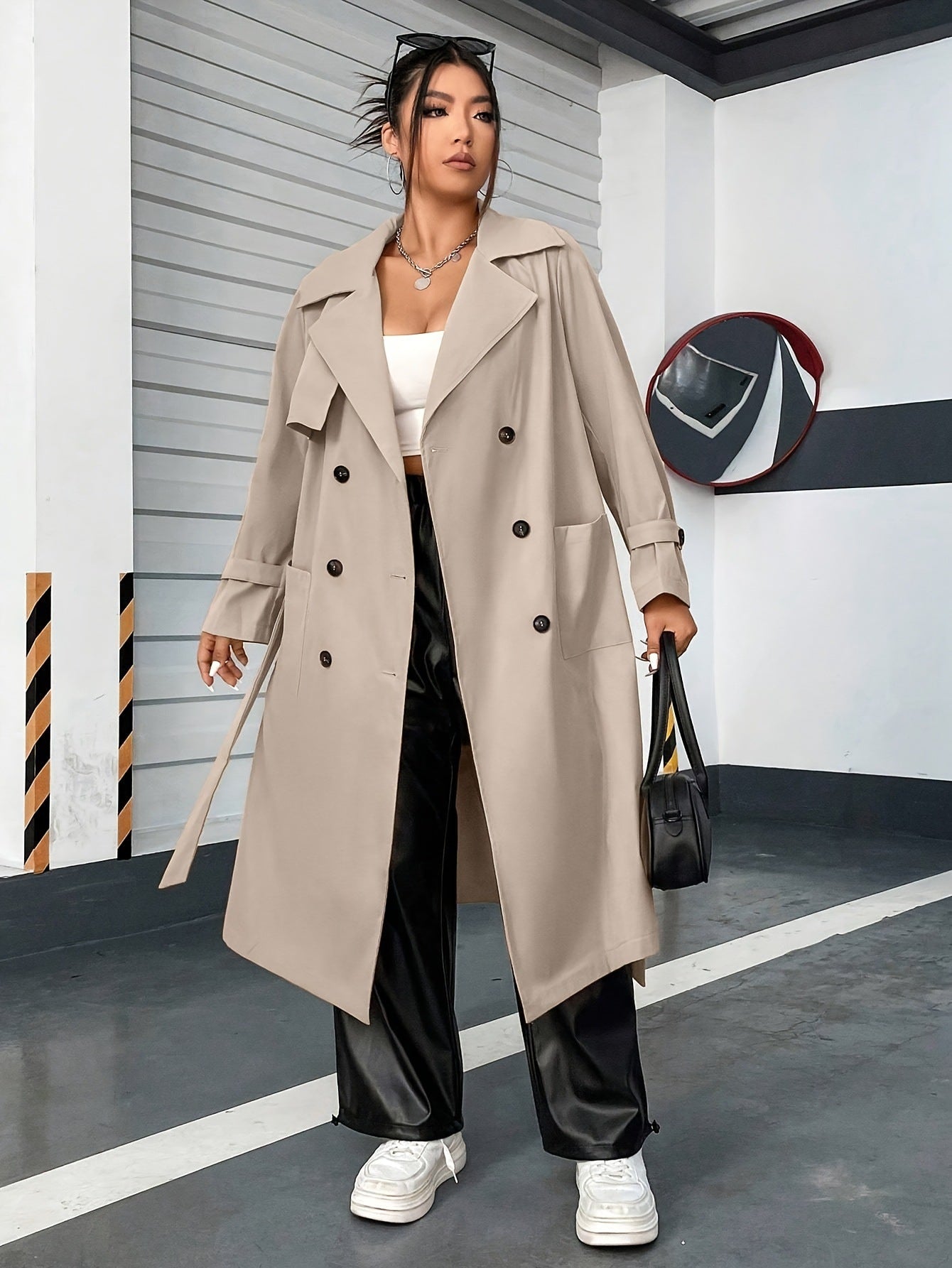 Double-Breasted Long Trenchcoat