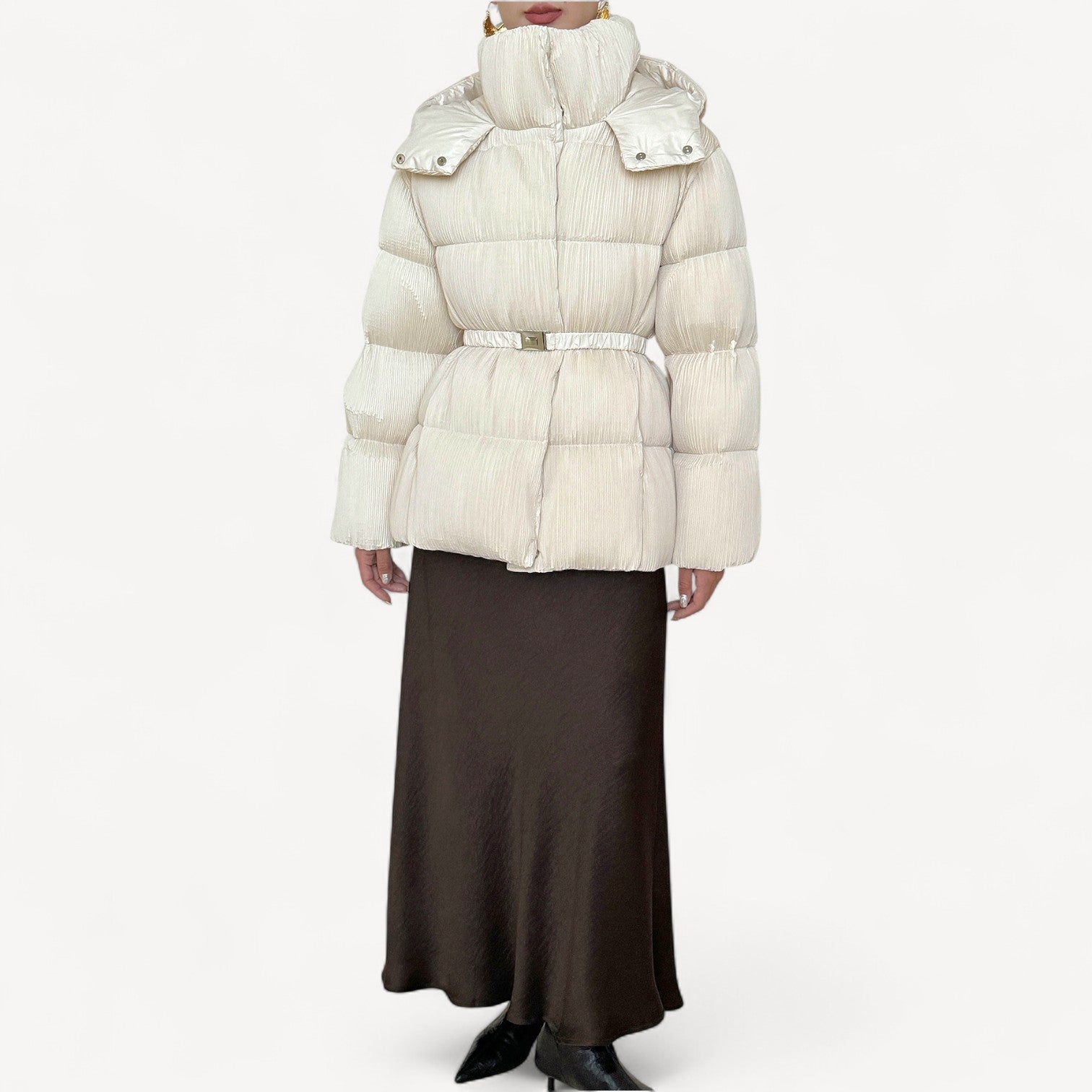 Belted Long Puffer Coat