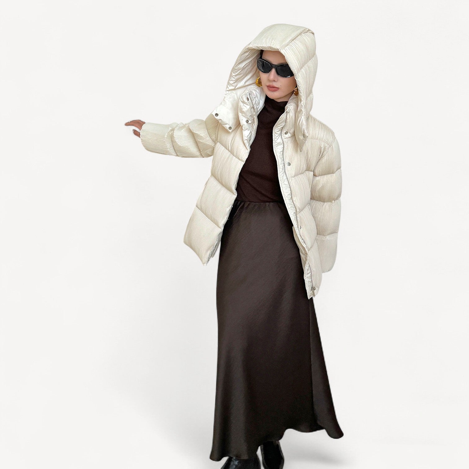 Belted Long Puffer Coat