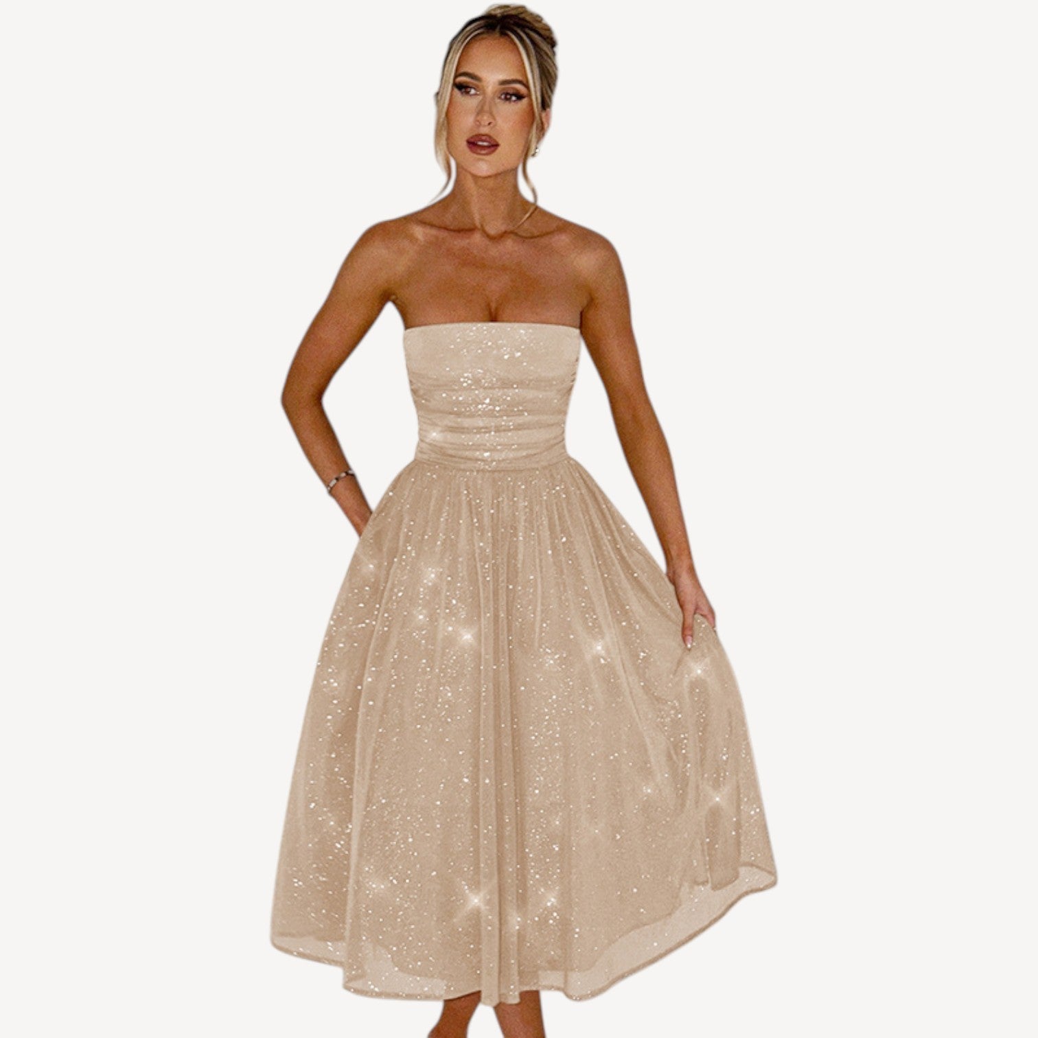 Elegant Strapless Sequin Dress