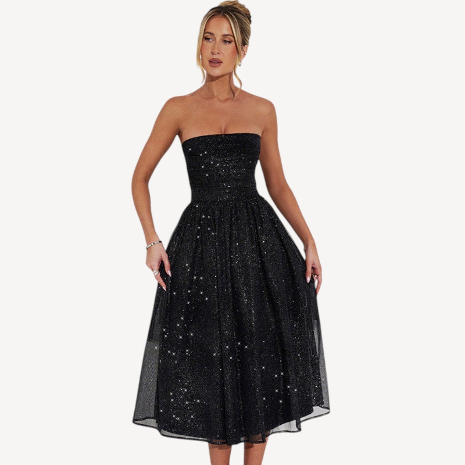 Elegant Strapless Sequin Dress