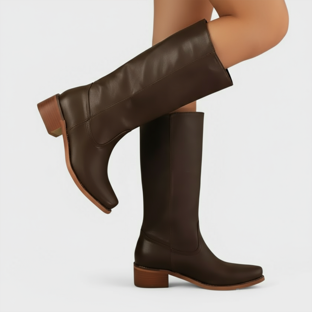 Catherine | Women’s Leather Knee-High Boots with Heels