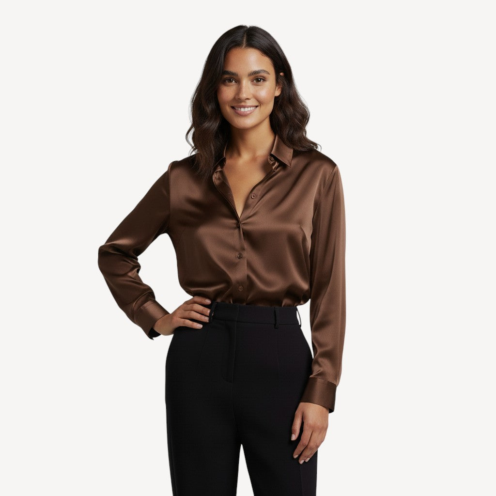 Satin Button-Up Blouse