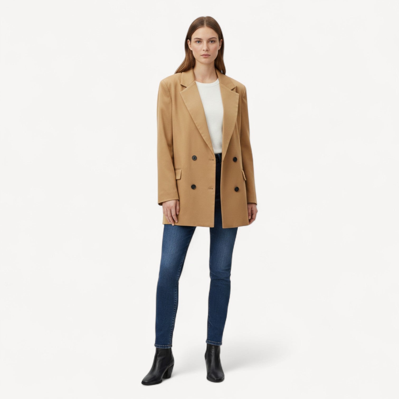 Camel Oversized Double Blazer