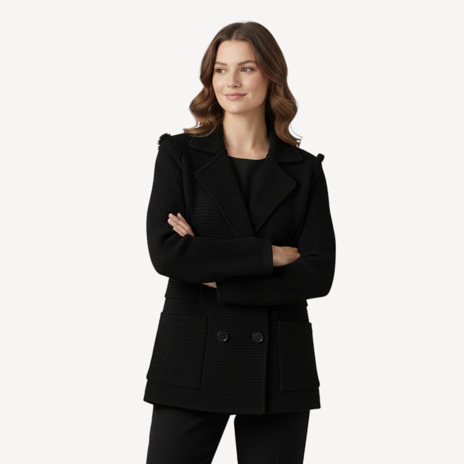 Double-Breasted Ribbed Jacket