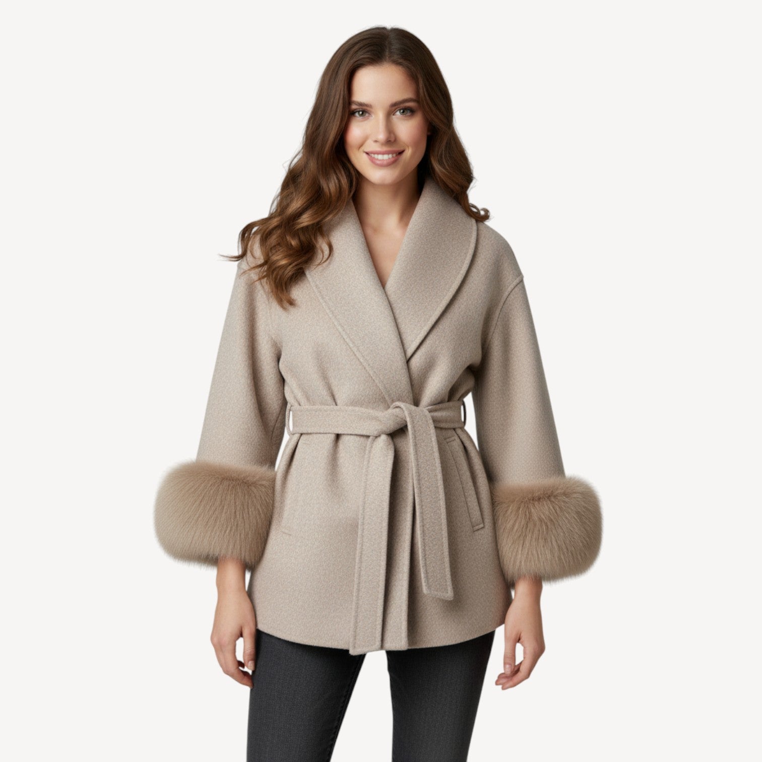 Belted Faux Fur Jacket