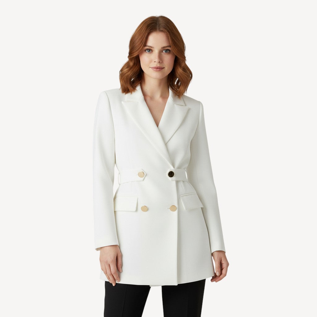 Double-Breasted Longline Blazer