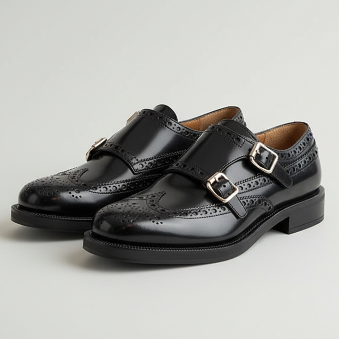 Margaux™ – Vintage Monk-Strap Brogue Shoes
