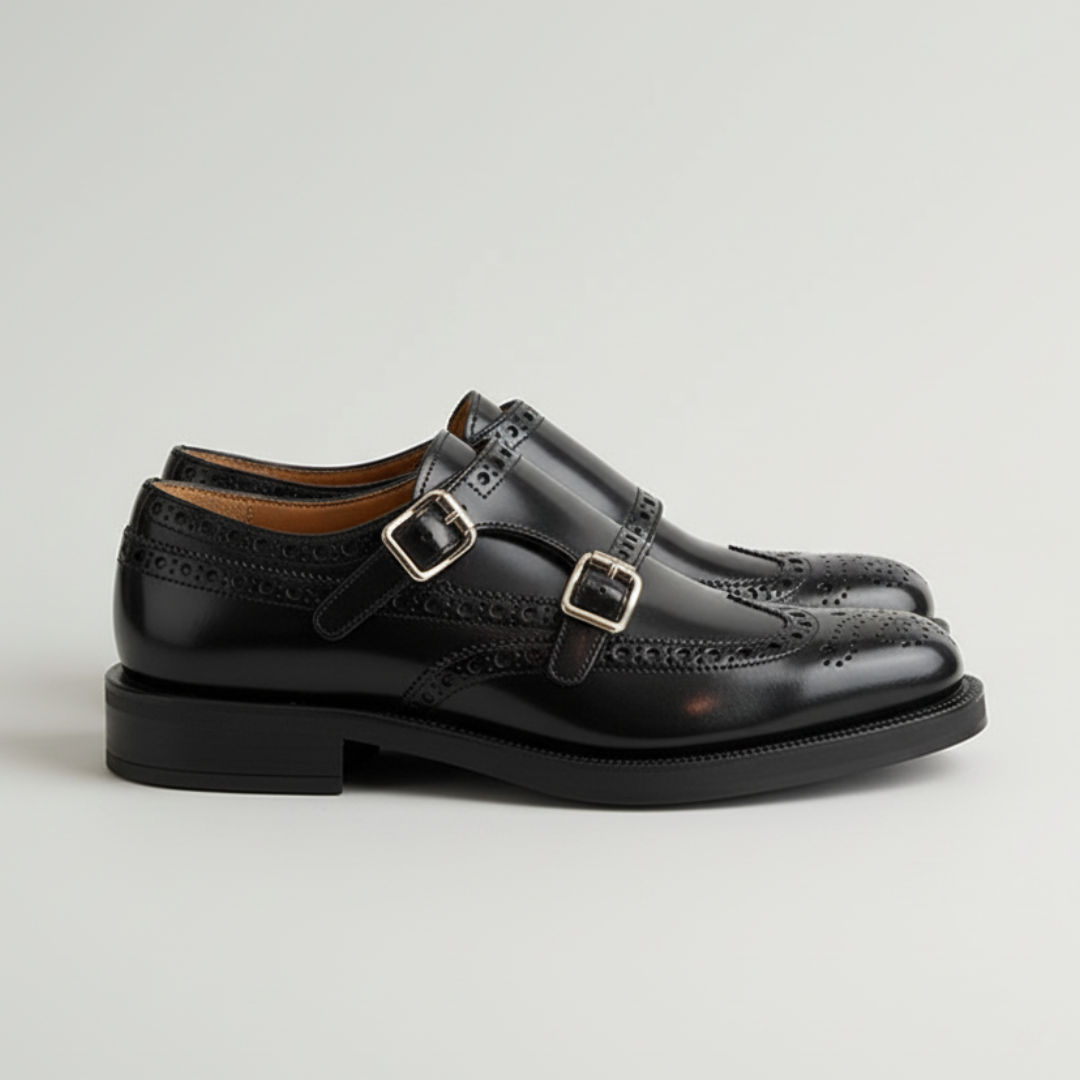 Margaux™ – Vintage Monk-Strap Brogue Shoes