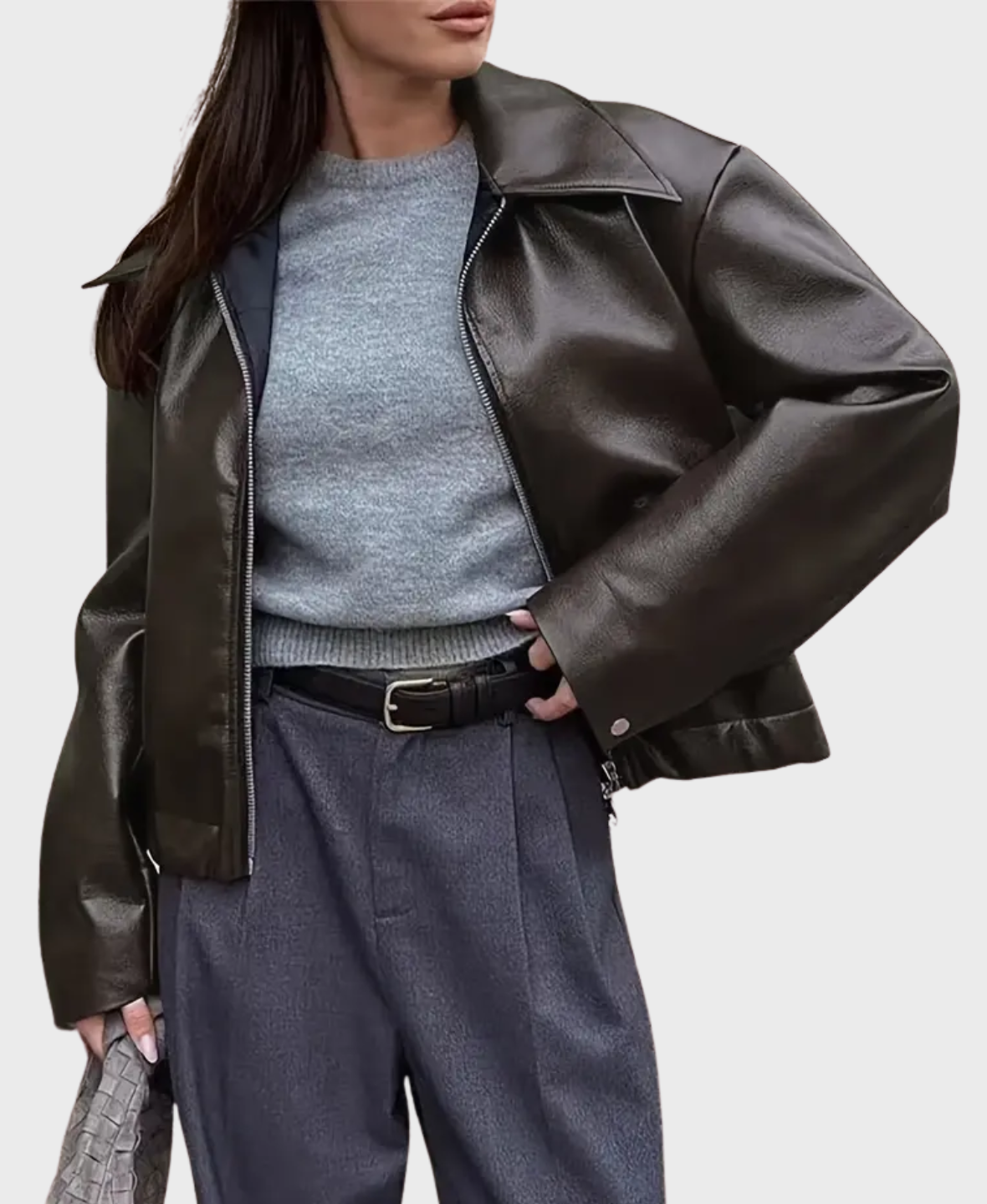 AMELIA – RETRO OVERSIZED LEATHER-LOOK JACKET