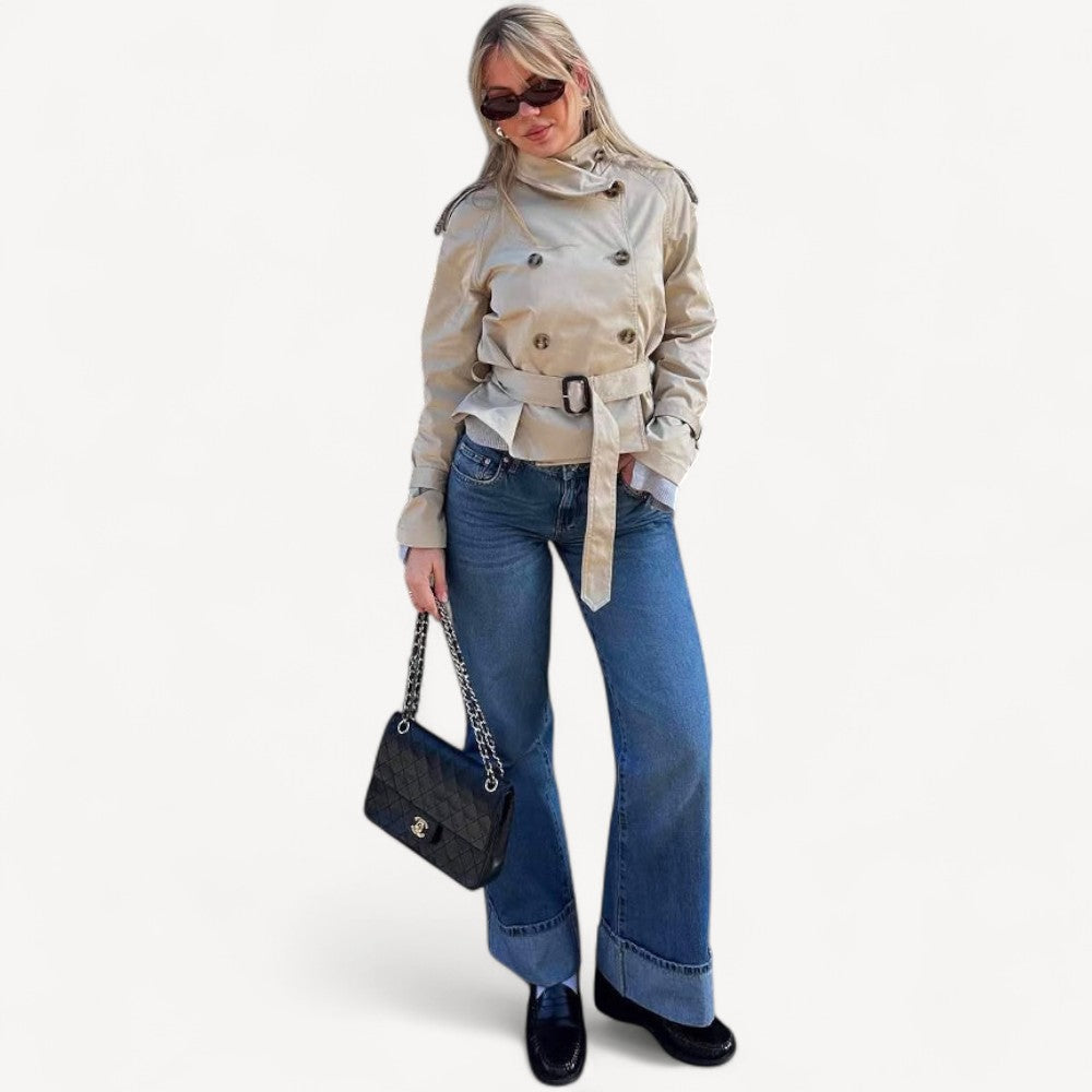 Short Beige Trench Jacket