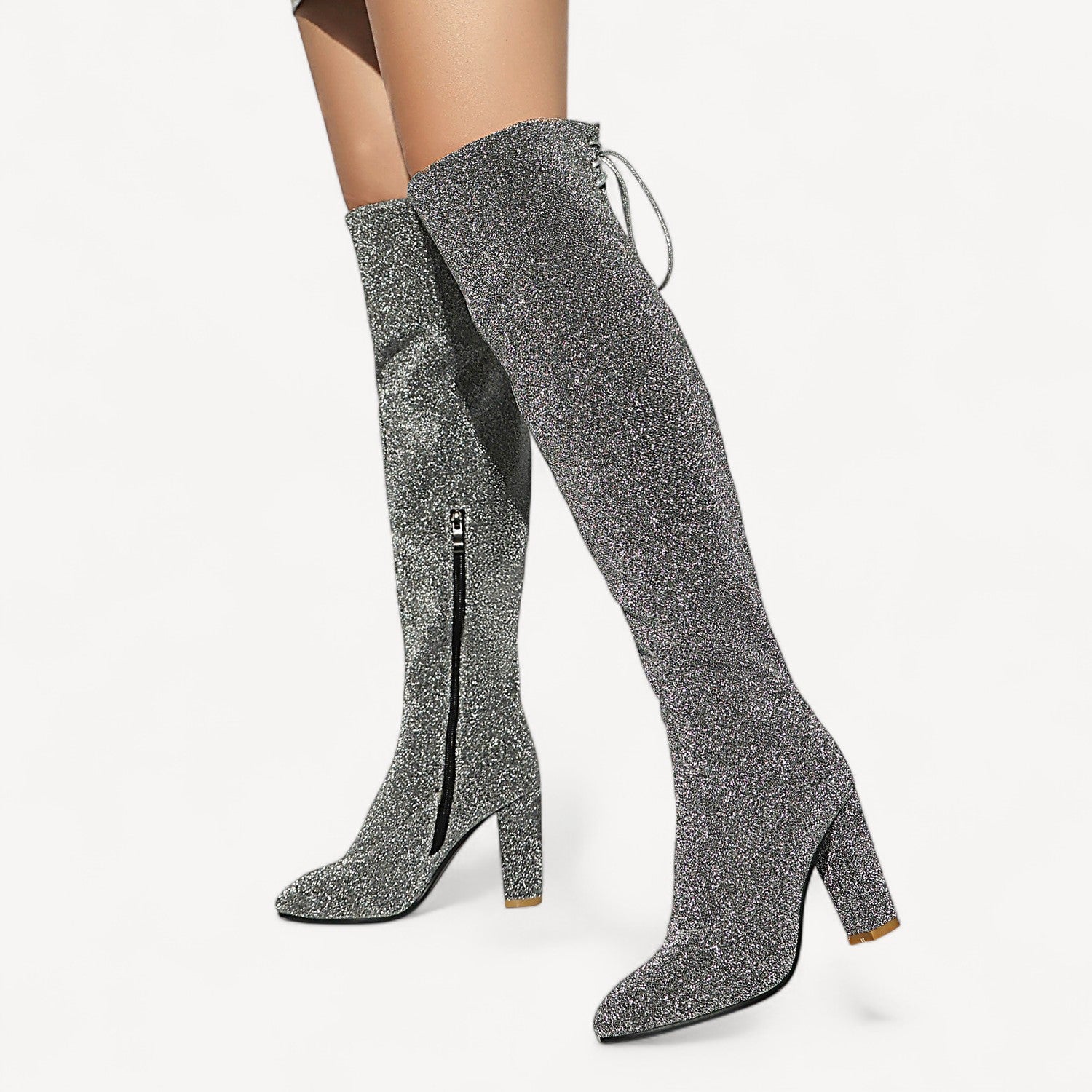 Sparkly Block Heel Boots