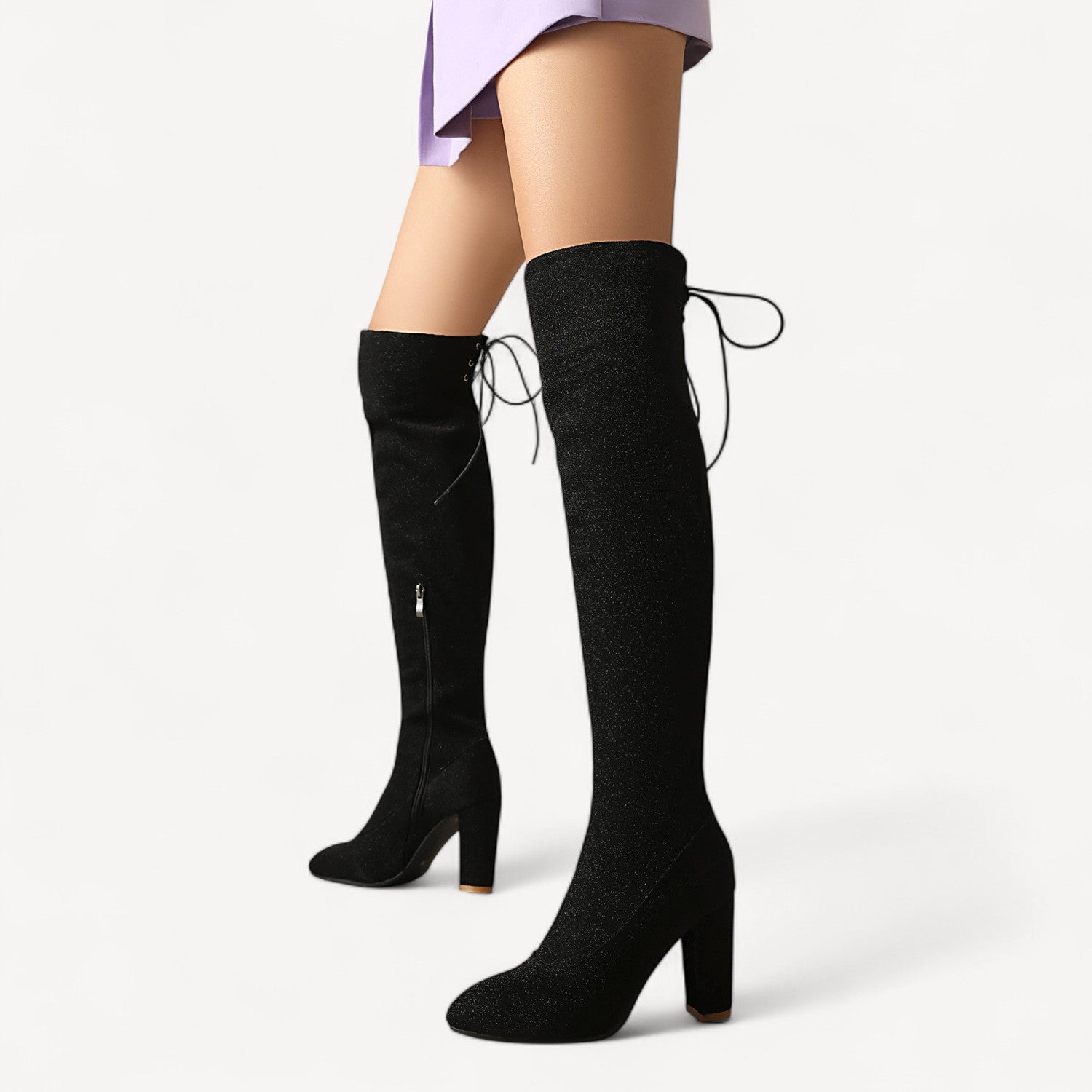 Sparkly Block Heel Boots