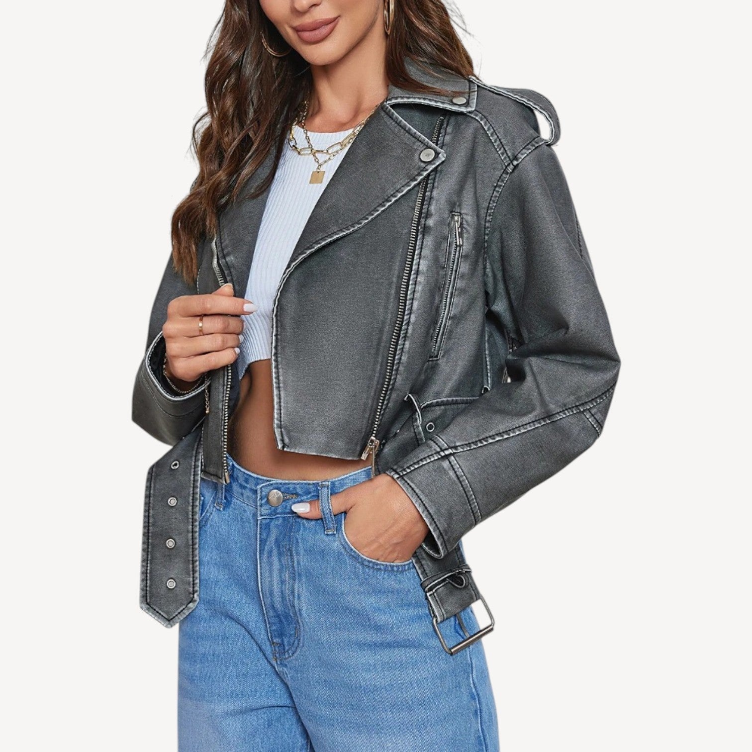 Washed Black Cropped Jacket