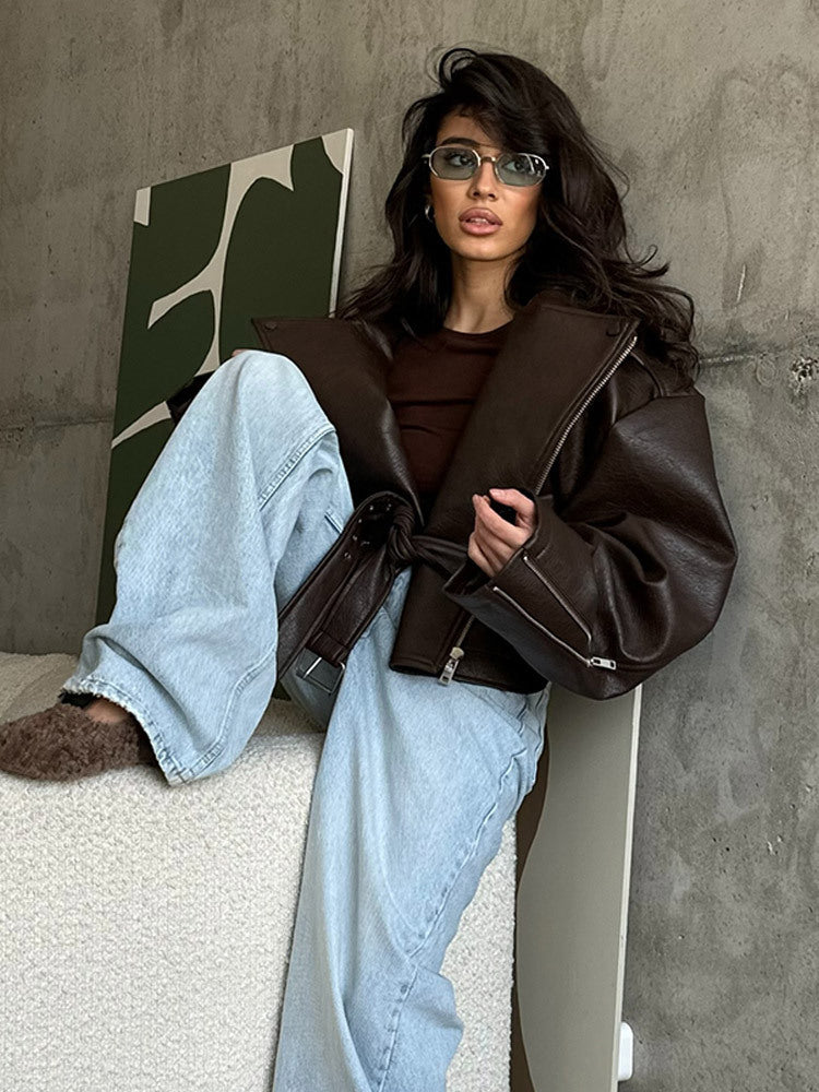 Faux Leather Oversized Jacket