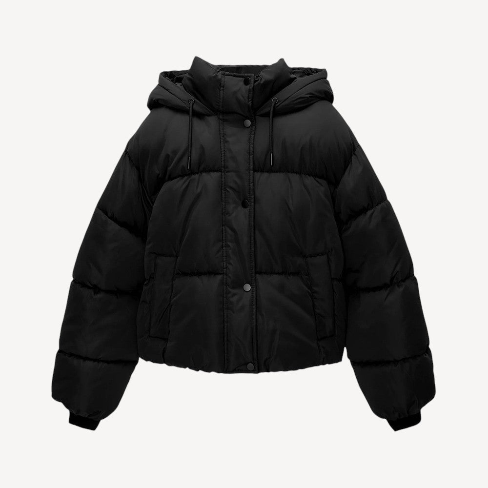 Cropped Black Winter Puffer