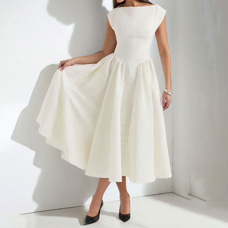 Adele - Structured Cap Sleeve Midi Dress