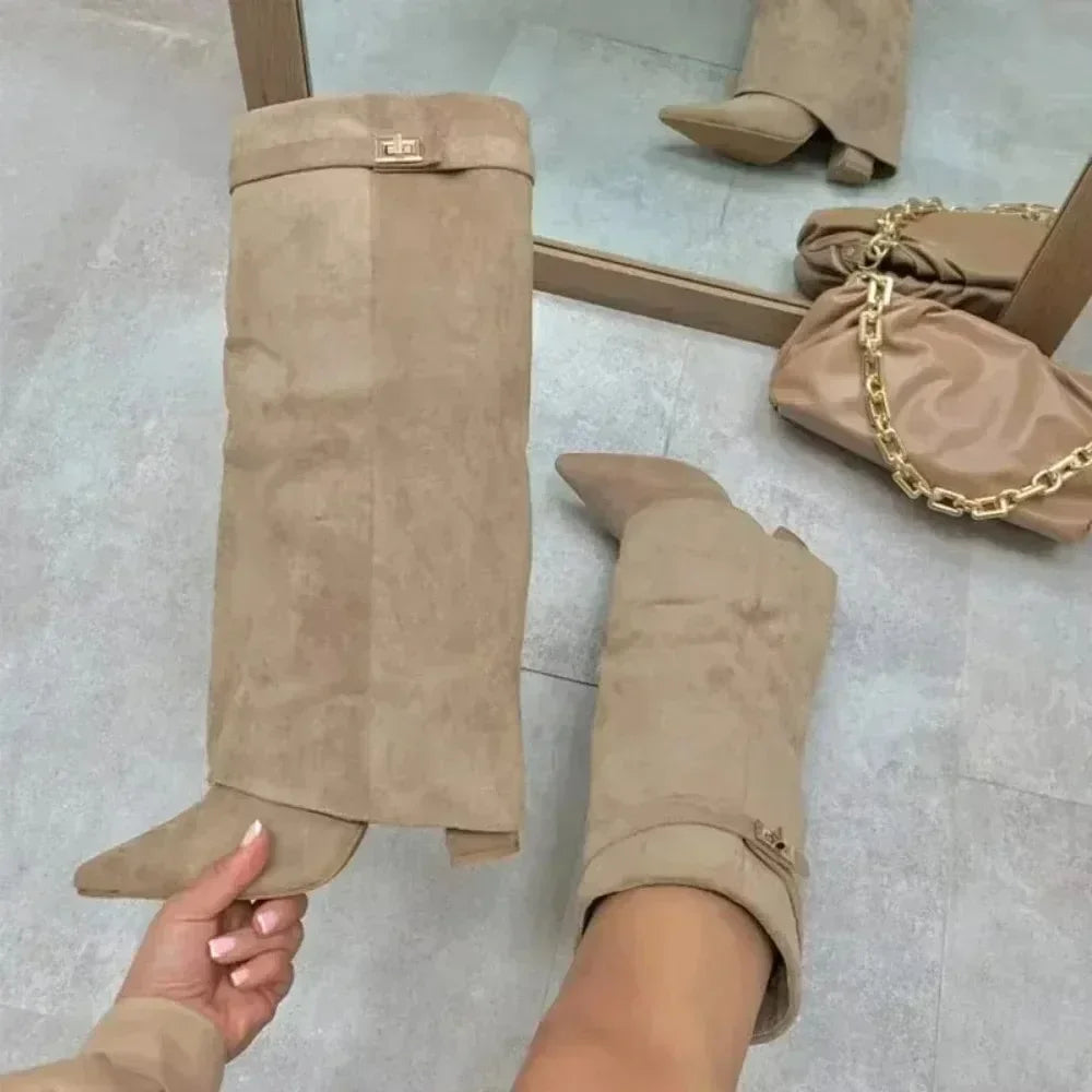 Eloise | Women’s Leather Thigh-High Boots with Buckle