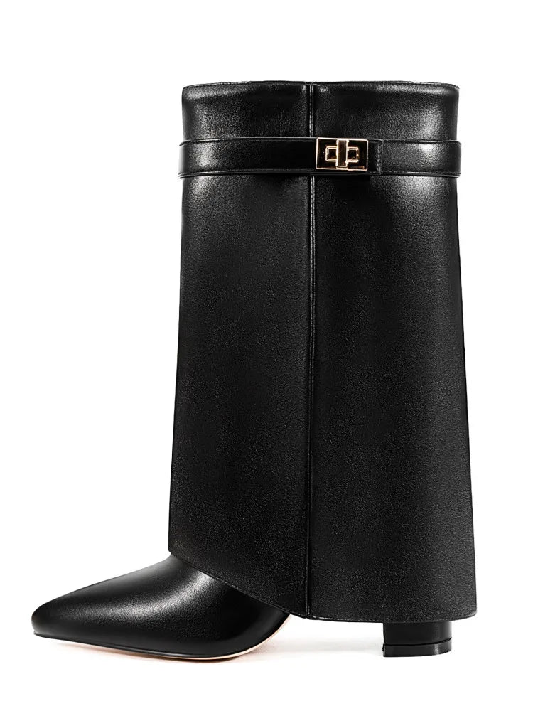 Eloise | Women’s Leather Thigh-High Boots with Buckle