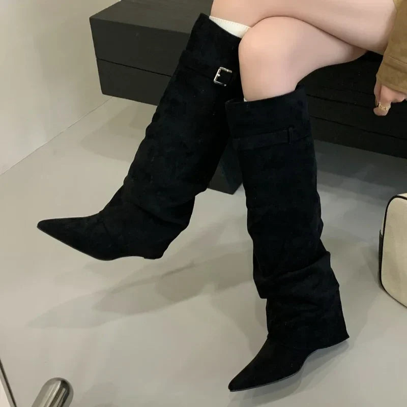 Elsie | Women’s Leather Thigh-High Boots with Buckle