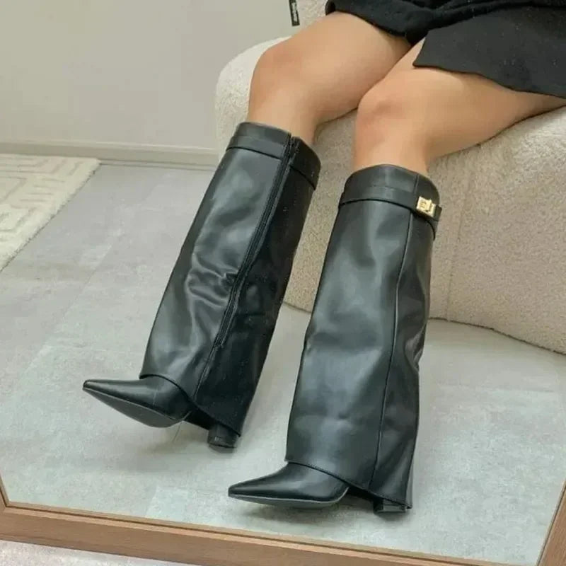 Eloise | Women’s Leather Thigh-High Boots with Buckle