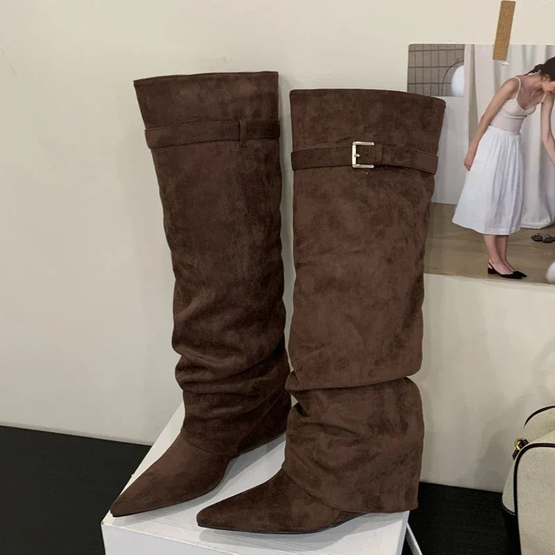 Elsie | Women’s Leather Thigh-High Boots with Buckle