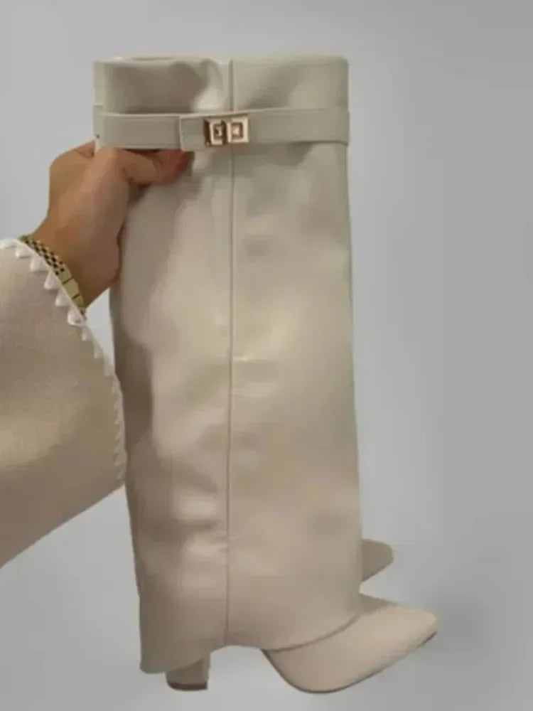 Eloise | Women’s Leather Thigh-High Boots with Buckle