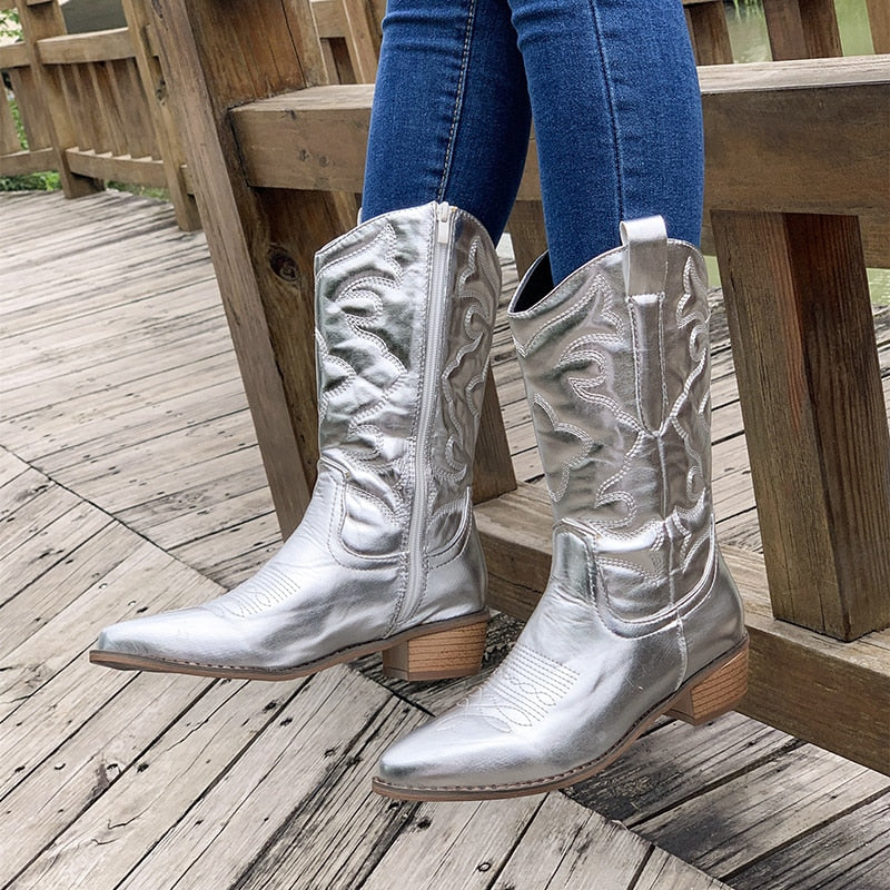 Daisy | Women’s Embroidered Leather Cowboy Style Boots