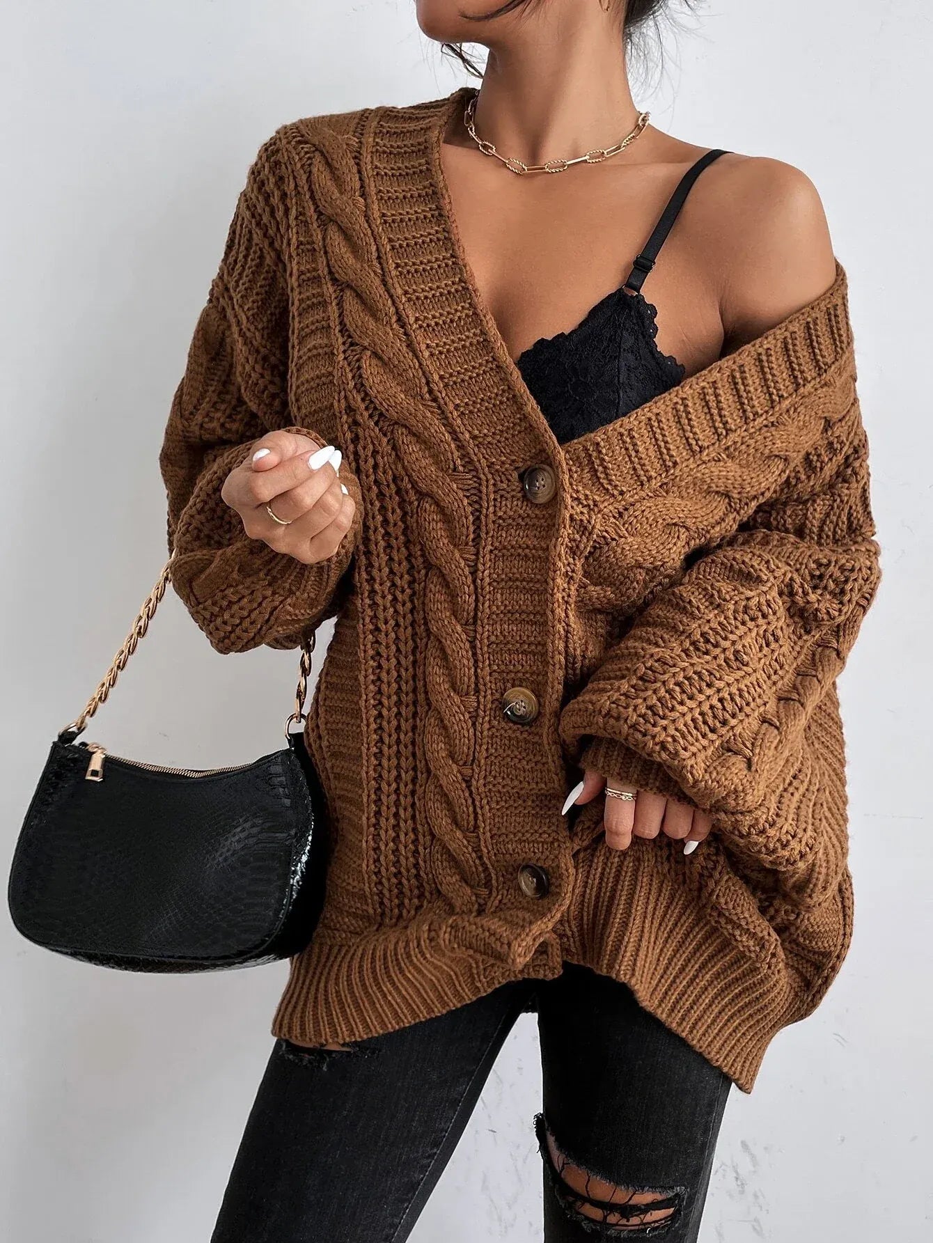 Oversized Cable Knit Cardigan