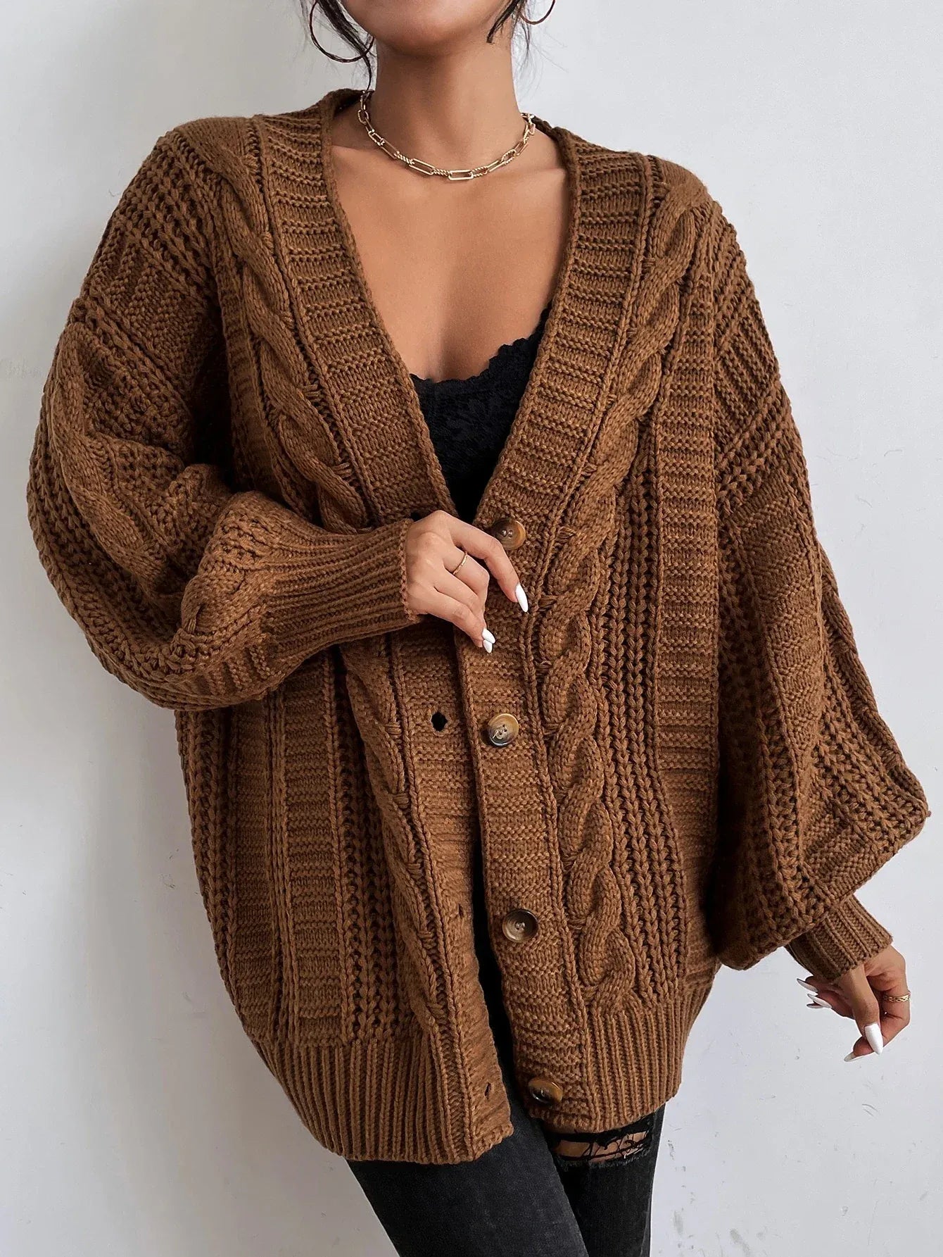 Oversized Cable Knit Cardigan