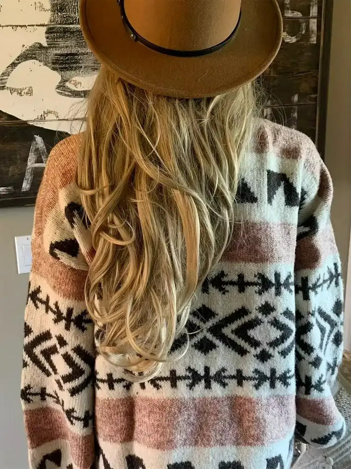 Boho Geometric Knit Cardigan