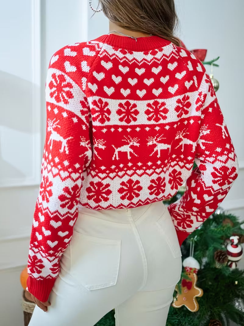 Festive Reindeer Snowflake Sweater