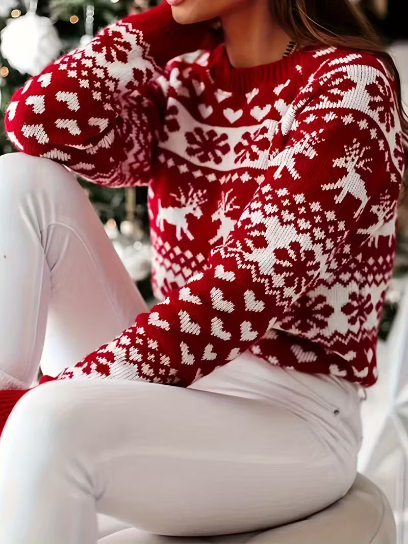 Festive Reindeer Snowflake Sweater