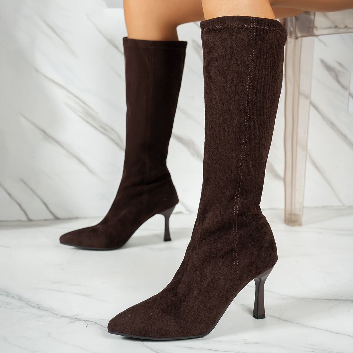 Celena™ Coffee High-Heel Boots