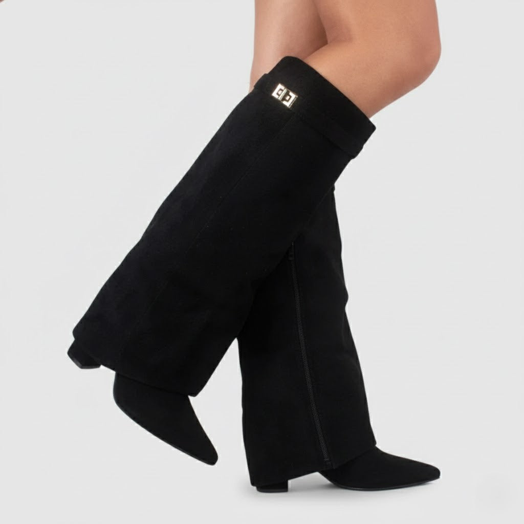 Connor | Women’s Leather Thigh-High Boots with Buckle