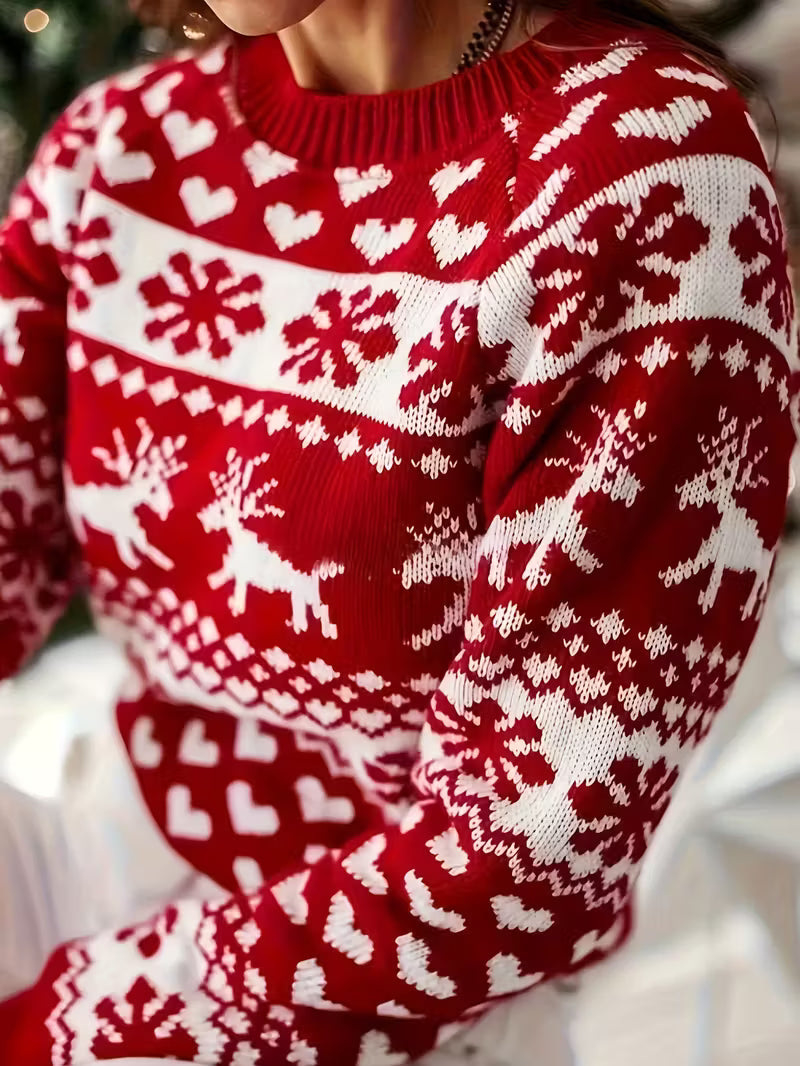 Festive Reindeer Snowflake Sweater